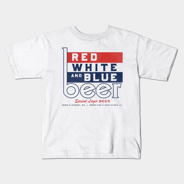 Red White & Blue Lager Defunct Lager Beer Kids T-Shirt by darklordpug